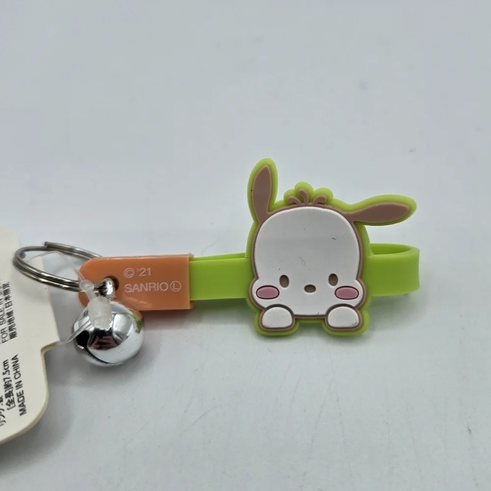 Sanrio Pochacco Rubber Keychain with Bell Light Green
